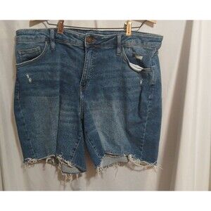 Ava & Viv Women's Plus Size 16WBlue Denim Jean Shorts Cut Off Distressed Stretch